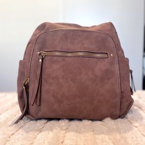 Dusty Maroon Mauve Back Pack/Purse- Gold Details